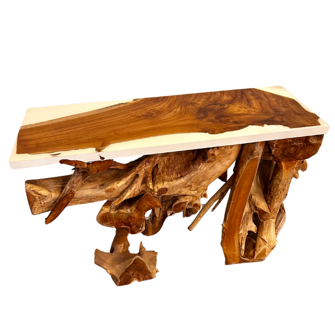 47” Teak Root Console Table with Epoxy top