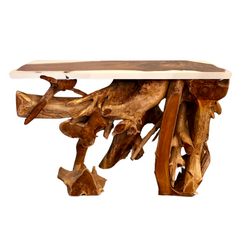 47” Teak Root Console Table with Epoxy top