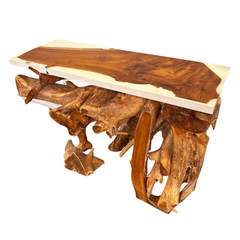 47” Teak Root Console Table with Epoxy top