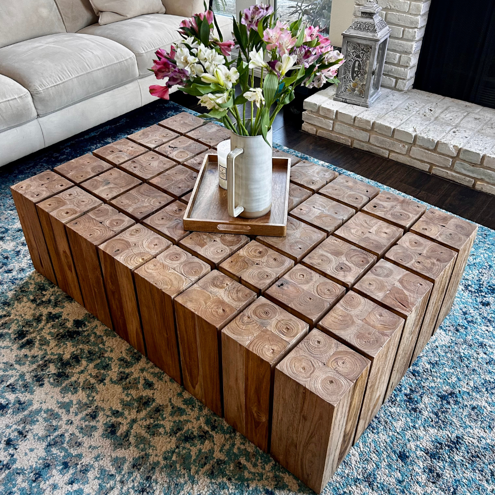 Reclaimed Teak Logs Coffee Table – Rustic Elegance for Your Home