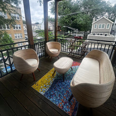 Natural Rattan Conversation Set