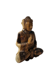 Wood Buddha sculpture