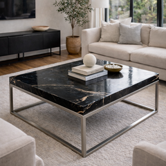 Petrified Wood Coffee Table with Metal Base