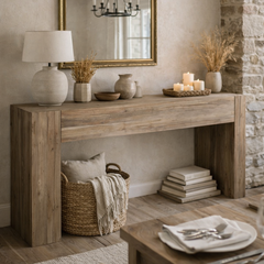 Sleek Recycled Teak Wood Console Table