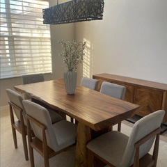 Live Edge Slab Dining Table With Wooden Legs