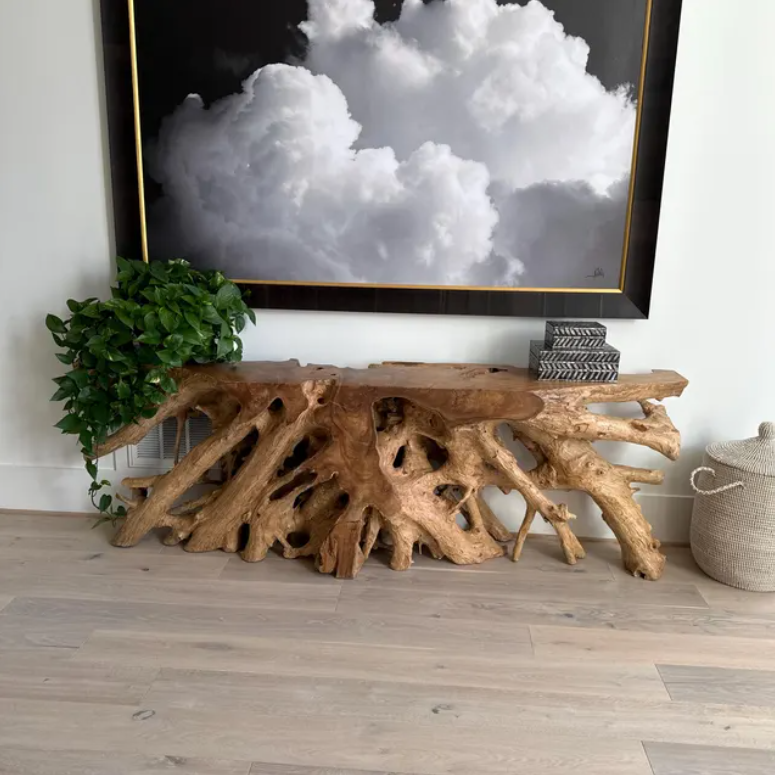 Teak Root Console Table - Driftwood Entryway Table – SpencerAbbadie