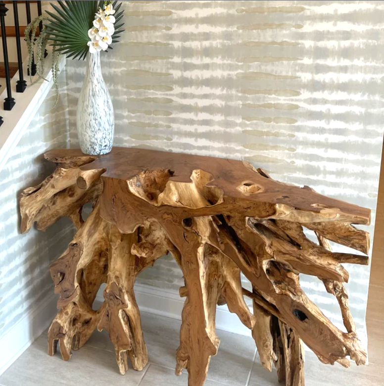 Teak Root Console Table - Driftwood Entryway Table – SpencerAbbadie