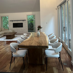 Live Edge Slab Dining Table With Wooden Legs