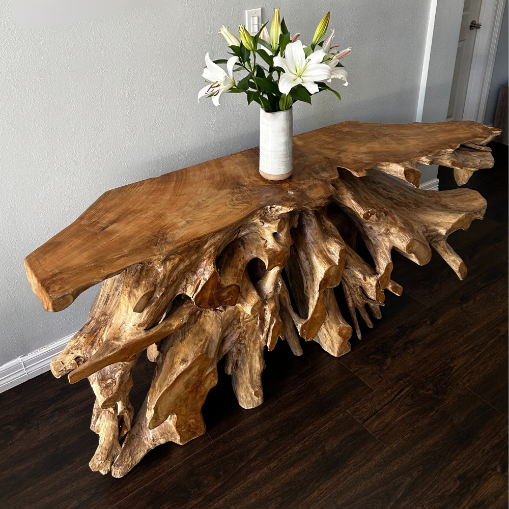 Teak Root Console Table - Driftwood Entryway Table – SpencerAbbadie