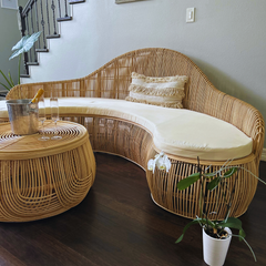 Natural Rattan Seating Set (Sofa & Coffee Table)