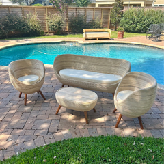Natural Rattan Conversation Set