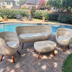 Natural Rattan Conversation Set