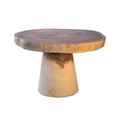 51” Round-Log Live Edge Dining Table with Pedestal  base