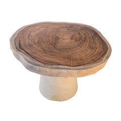 51” Round-Log Live Edge Dining Table with Pedestal  base