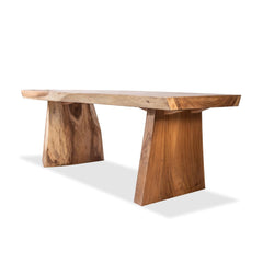 Live Edge Slab Dining Table With Wooden Legs