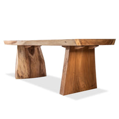 Live Edge Slab Dining Table With Wooden Legs