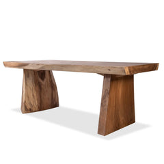 Live Edge Slab Dining Table With Wooden Legs