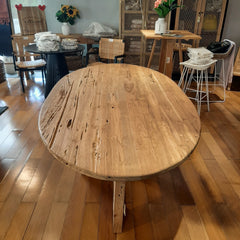 Sustainable Teak Oval Dining Table – Handcrafted from Recycled Solid Wood