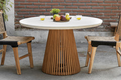 Round Dining Table - Teak base and cement or lava stone top