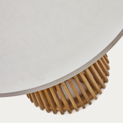 Round Dining Table - Teak base and cement or lava stone top