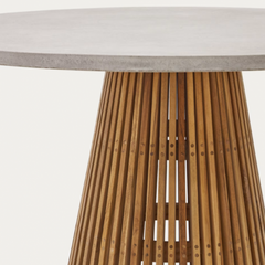 Round Dining Table - Teak base and cement or lava stone top