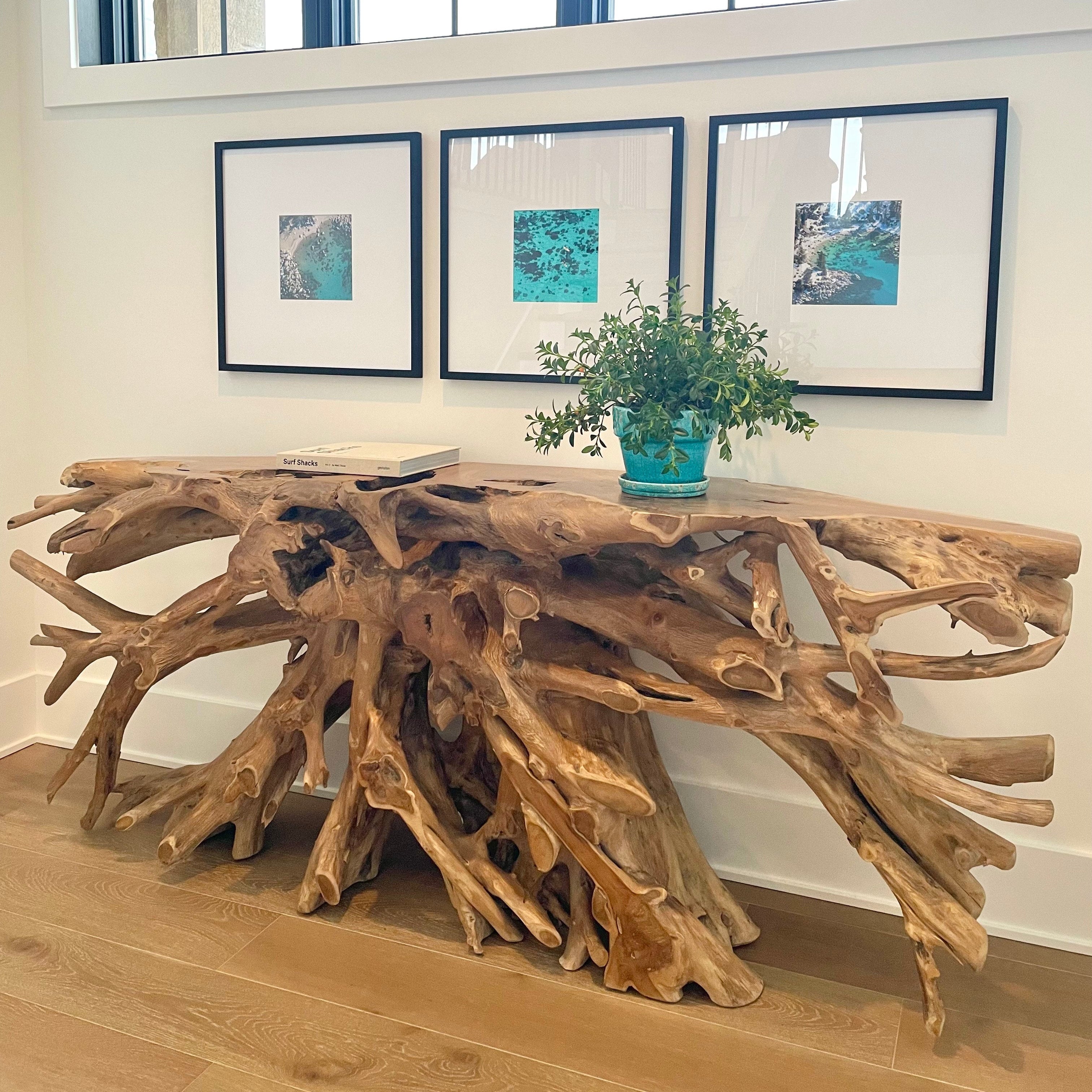 Teak Root Console Table - Driftwood Entryway Table – SpencerAbbadie
